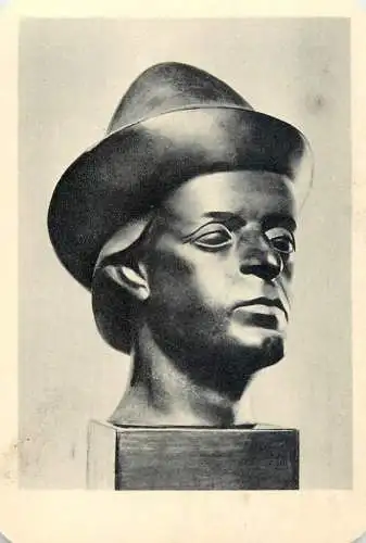 Hungarian fine art general knowledge trade card 8 x 11 cm bronze statue Don Quijote Nemzeti galleria Budapest