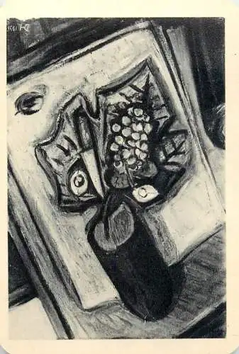 Hungarian fine art general knowledge trade card 8 x 11 cm Derkovitz painting 1944 etch