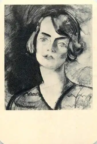 Hungarian fine art general knowledge trade card 8 x 11 cm woman portrait etch 1959