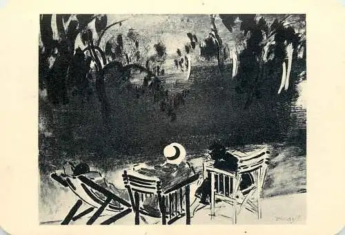 Hungarian fine art general knowledge trade card 8 x 11 cm lawn chair hat chezlounge sea sky