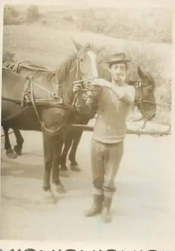 Romania souvenir photo 6 x 9 cm young man with horse