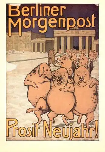 Old Berlin posters repro postcard Edmund Edel, Prosit Neujahr