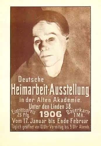 Old Berlin posters repro postcard Kathe Kollwitz, Deutsche Heimarbeit-Austellung