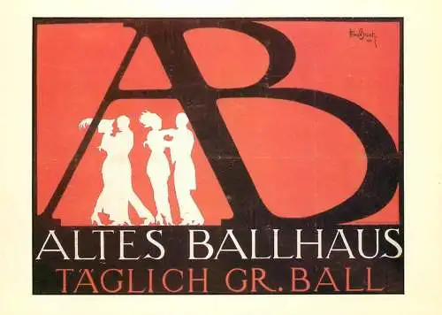 Old Berlin posters repro postcard hans Brasch, Alter Ballhaus