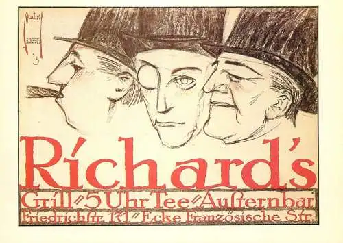 Old Berlin posters repro postcard Ernst Deutsch, Richard`s