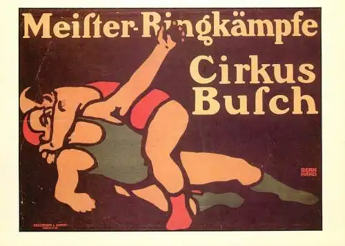 Old Berlin posters repro postcard Lucian Bernhard, Meister Ringkampfe