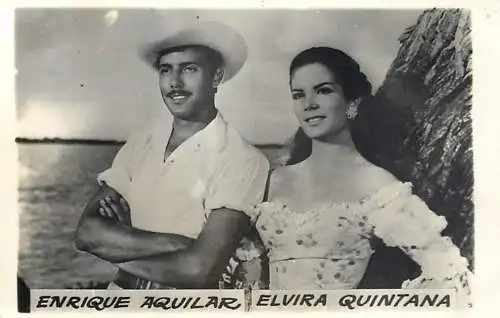 Cinema stars actors souvenir photo 6 x 9 cm Enrique Aquilar Elvira Quintana