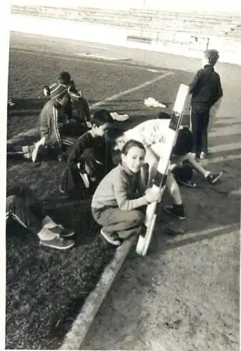 Romania photo 6 x 9 cm children cross stadium rest time