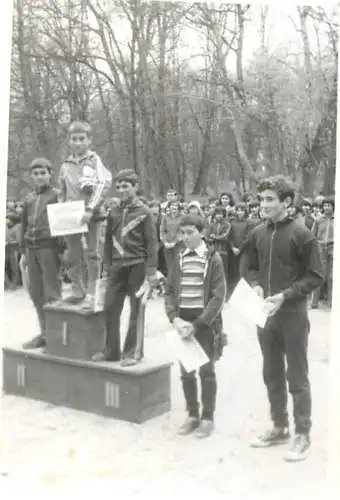 Romania 1980 sport event cross photo 6 x 9 cm group photo winner podium diploma