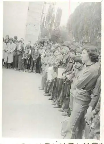 Romania 1980 sport event cross photo 6 x 9 cm winners and diplomas crowd