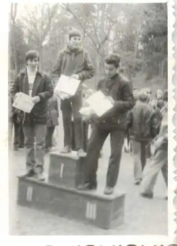Romania 1980 sport event cross photo 6 x 9 cm winners and diplomas podium