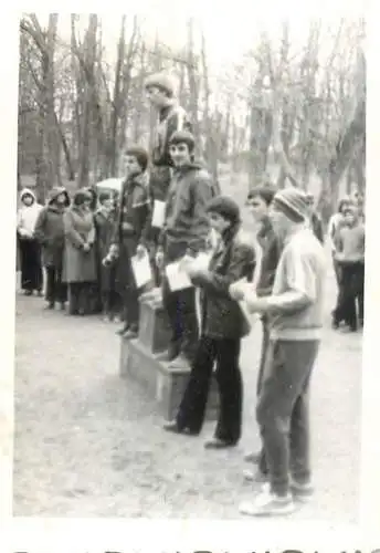 Romania 1980 sport event cross photo 6 x 9 cm winners and diplomas podium