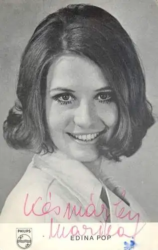 German pop singer of Hungarian descent Edina Pop real name: Marika Késmárki born February 4, 1941 in Budapest signature