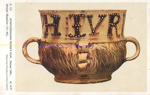 Staffordshire Posset Cup 1948 British Museum postcard