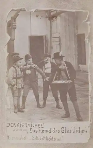 Children scene " Der Eiermichel" scene aus "Das Hemd des Glucklichen" German theatre scene 1907