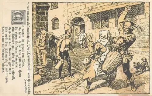 AK Goldenes Posthorn Nurnberg 1926 Hans Sachs tale scene