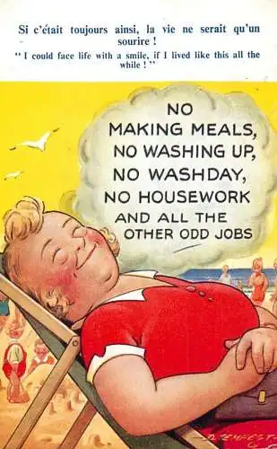 D. Tempest humour good life no worries woman caricature
