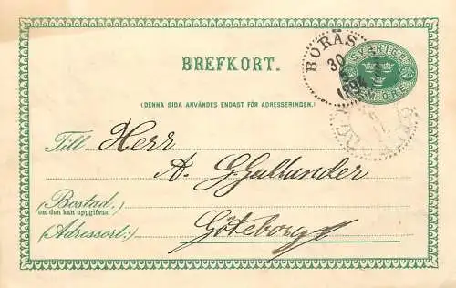 Brefkort 1894 Boras - Goteborg