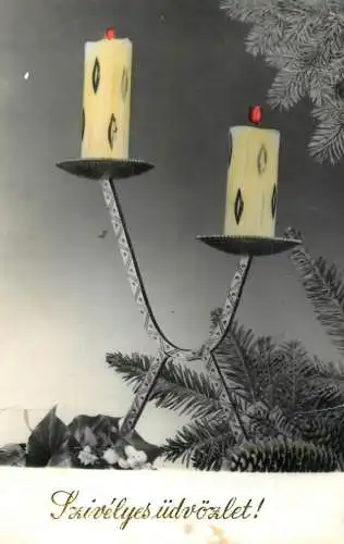 New Year greetings Hungary candles