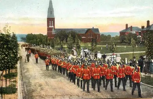 Aldershot military parade (unstick back damage) postcard 1906