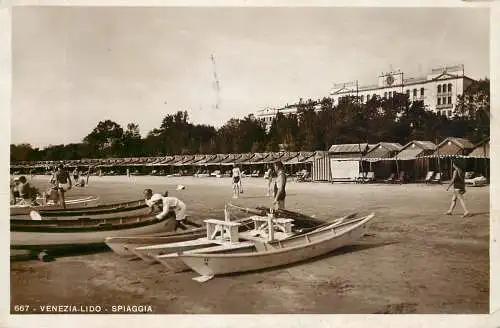 Venezia Lido spiaggia cartolina vera fotografia 1939