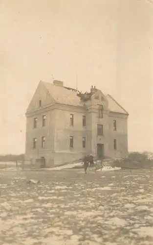 Building destroyed roof disaster to identify photo postcard
