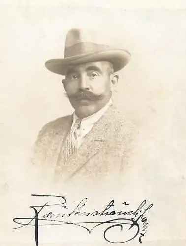 Poto 6 x 9 cm people social history elegant man with moustache and hat 1925