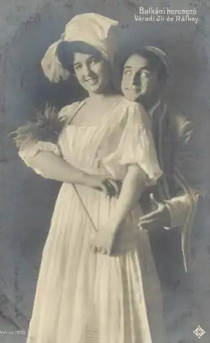 Hungarian actors Varadi Jli es Ratkay - Balkani hercegno 1911