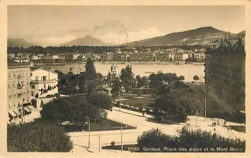 Switzerland Geneve Place des Alpes & le Mont Blanc