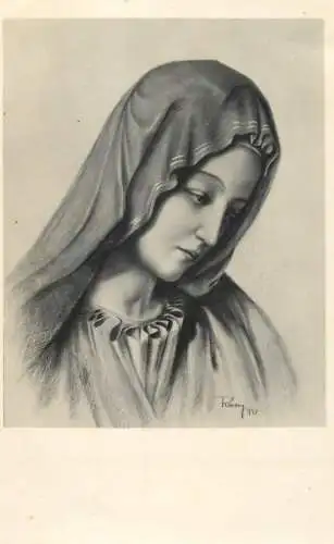 Virgin Mary signed illustration 1942
