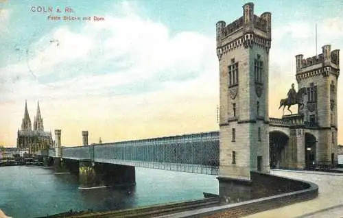 Germany Koln am Rhein Feste Brucke mit Dom