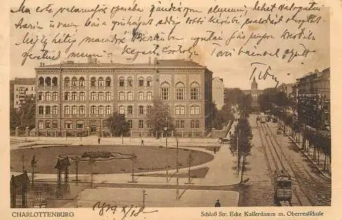 Germany Berlin Charlottenburg Schloss Kaiserdam Ecke mit Oberralschule tramway