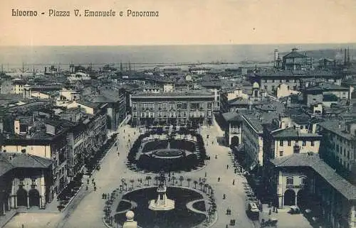 Italy Livorno Piazza V. Emanuele & vista panoramica della citta