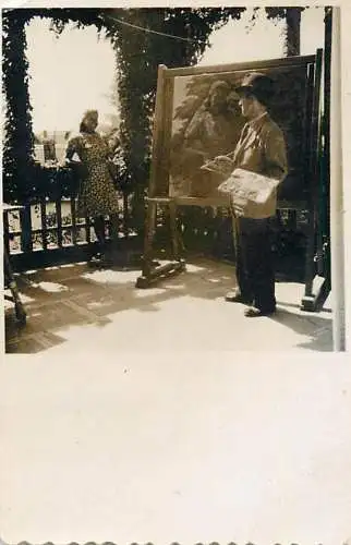Photo 6 x 9 cm Romania social history woman posing for a painter