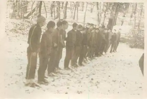 Photo 6 x 9 cm Romania social history winter scene group sport scene