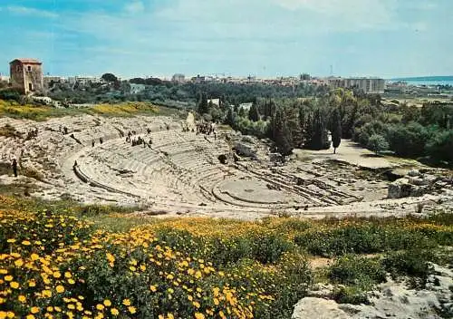 Italy Siracusa Greek Theatre & cityscape panorama