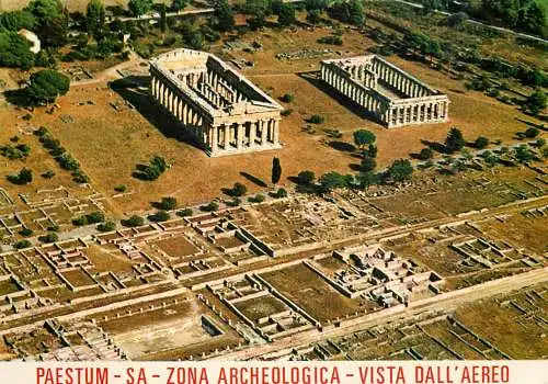 Italy Salerno area Paestum Sa Zona Archeologica vista dall'aereo