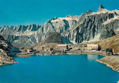 Swiss-Italian border Colle del Gran San Bernardo - the lake & hotel Italia