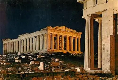 Greece Athens The Parthenon illuminated