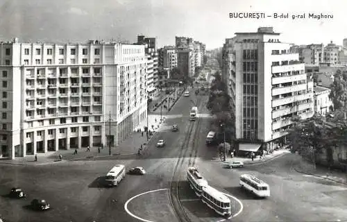 Romania Bucuresti Bd-ul g-ral Magheru vedere aeriana tramvai