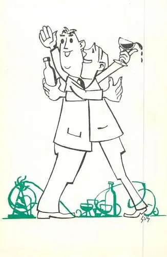 Postcard advertising Belgium etch sketch drunk hug