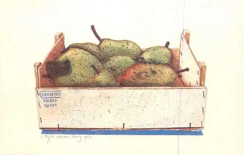 Postcard Provence peares food tray Arja van den Berg Poires Guyot