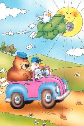 Postcard comic Belgium humanized animals