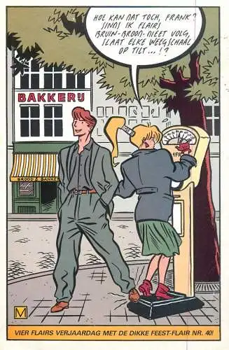 Postcard comic Belgium weight joke