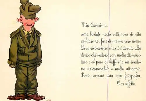 Postcard comic Italy uniform military Carissimi Senitori