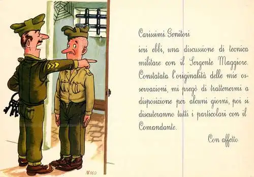 Postcard comic Italy uniform military Carissimi Senitori