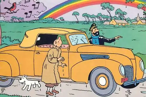 Postcard comic Belgium automobile and dog