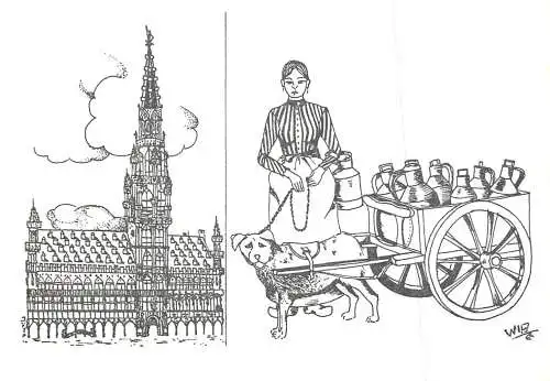 Postcard comic Belgium George Philips etch