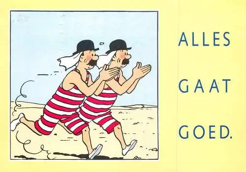 Postcard comic Belgium men in swimsuit Alles