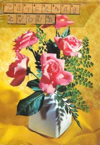 Postcard flower Netherlands flower vase